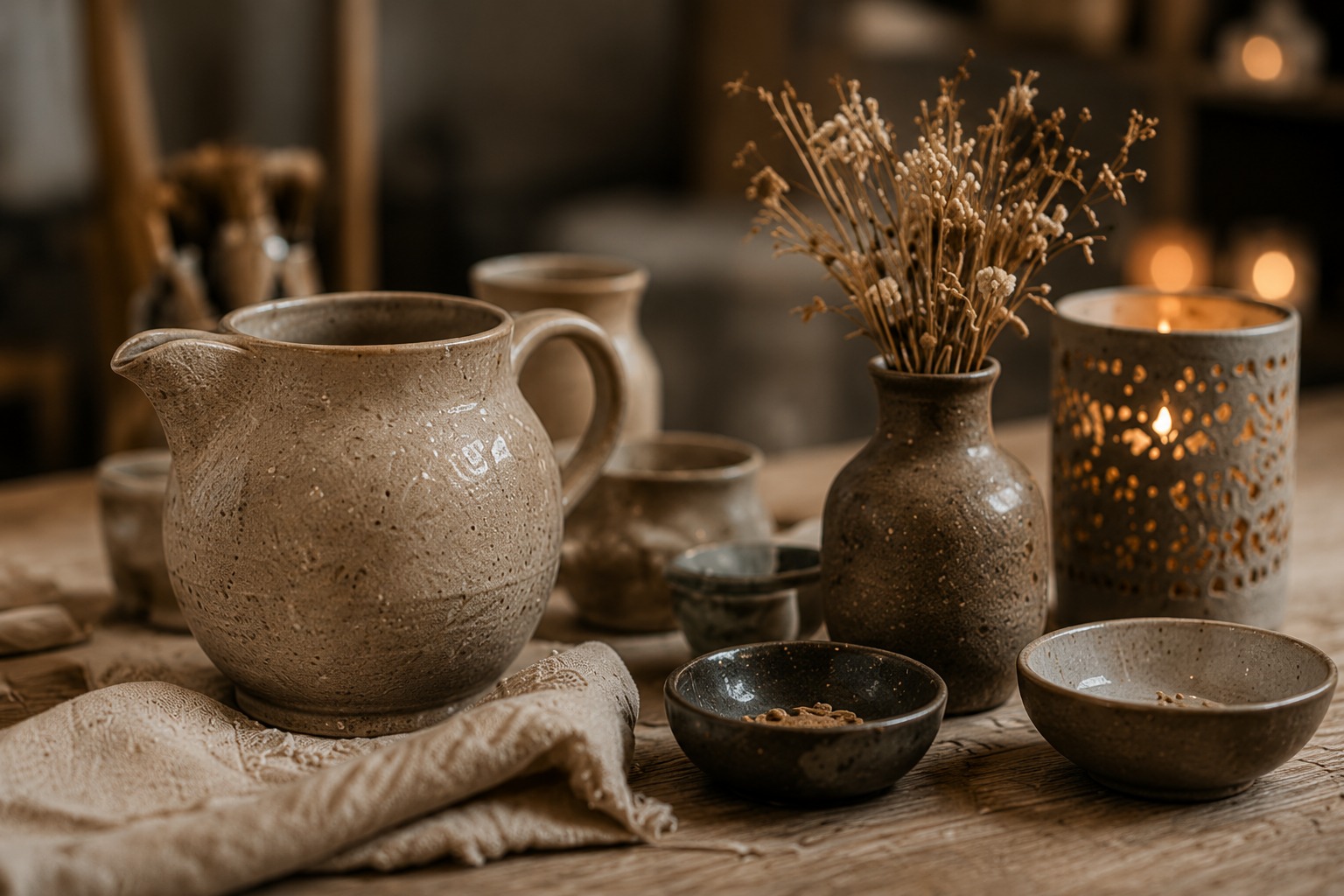 Handmade pottery and candles